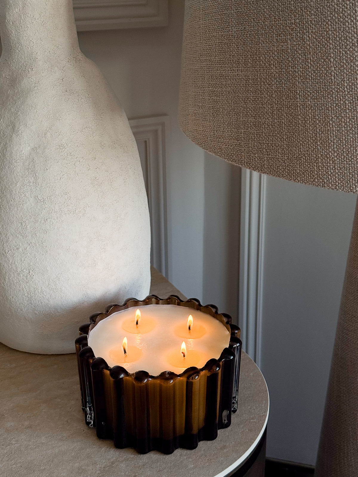 Amber Fluted Four Wick Candle