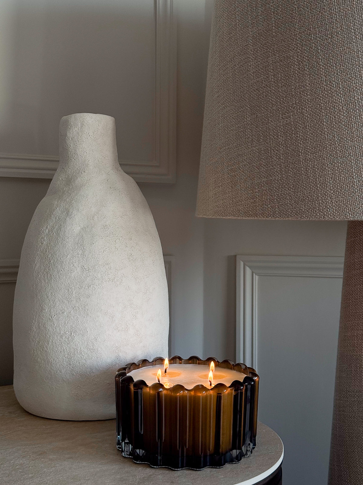 Amber Fluted Four Wick Candle