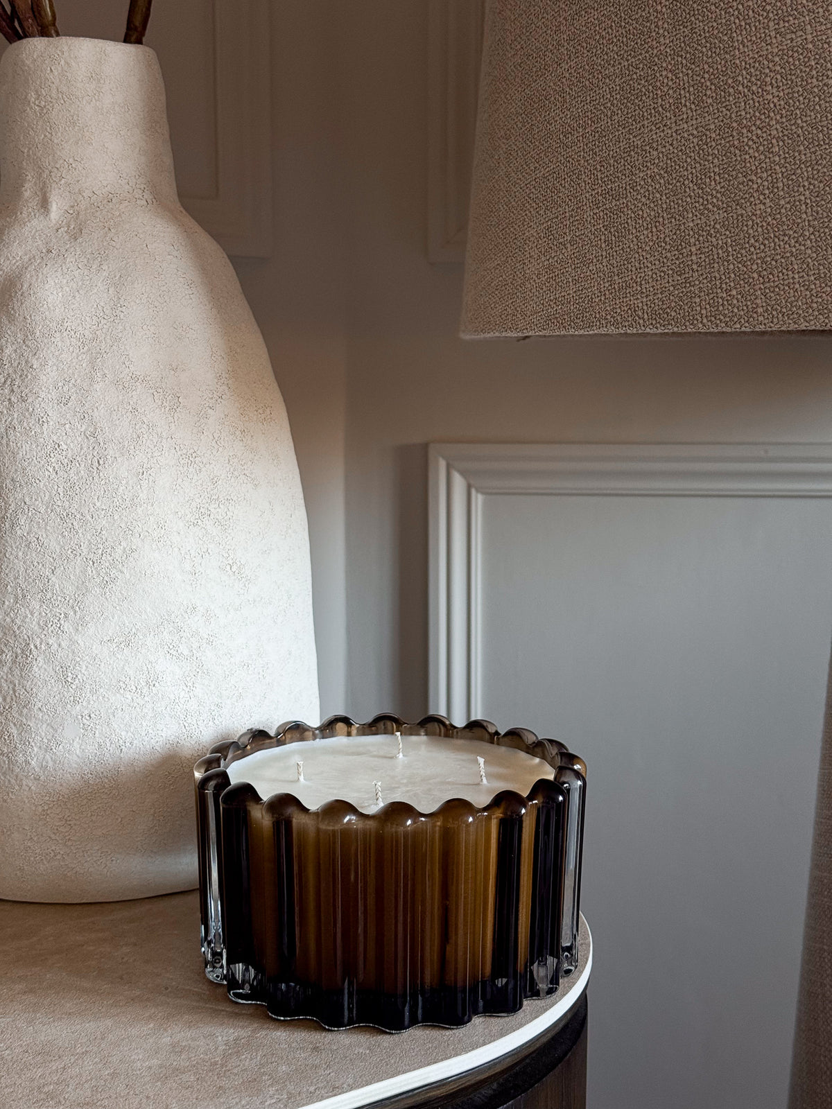 Amber Fluted Four Wick Candle