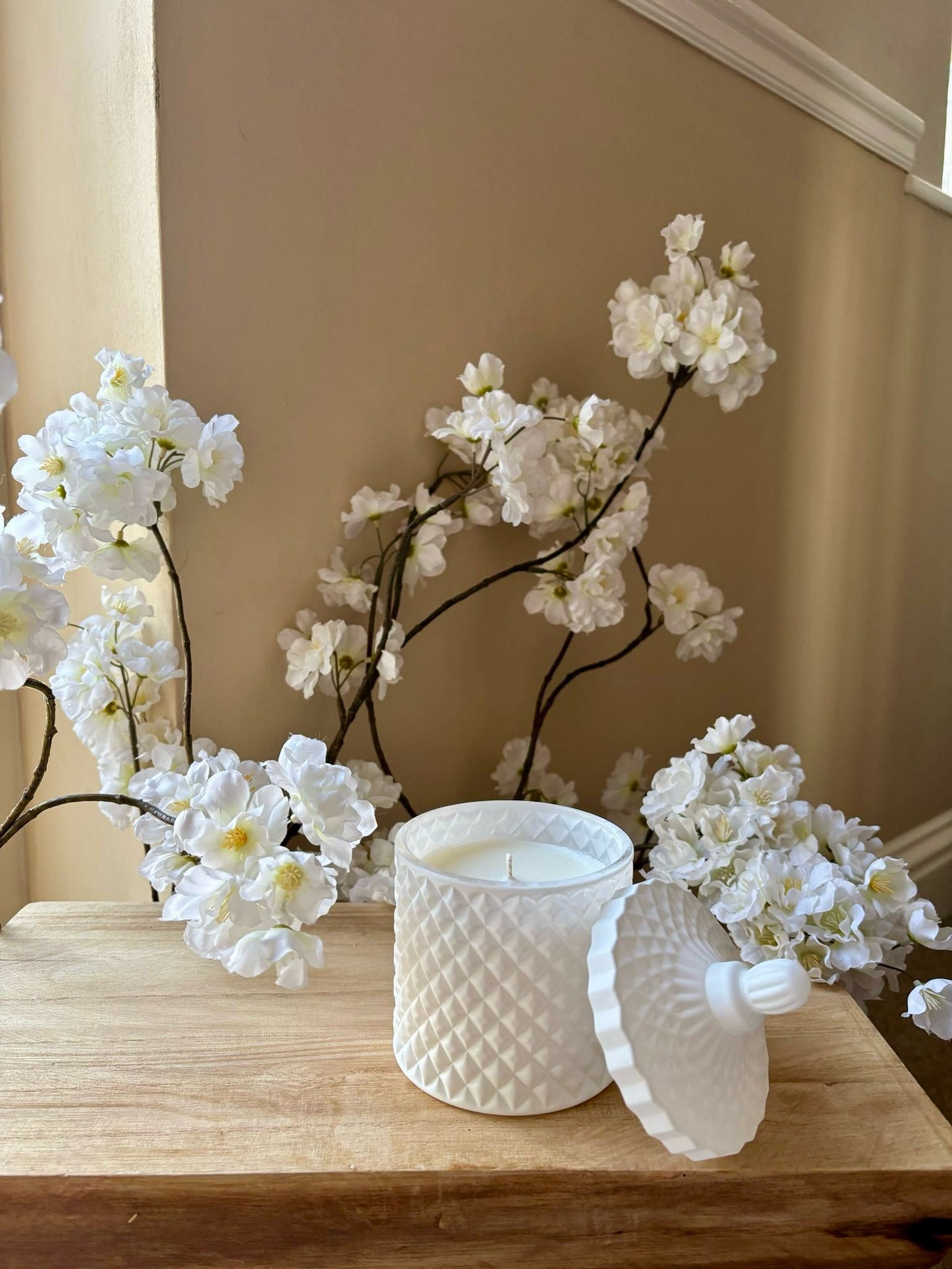Matt White Geometric Candle