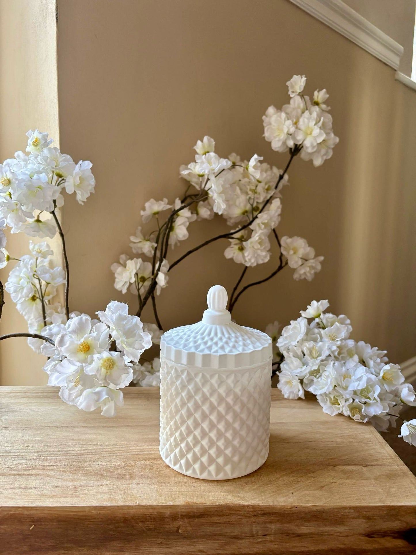 Matt White Geometric Candle
