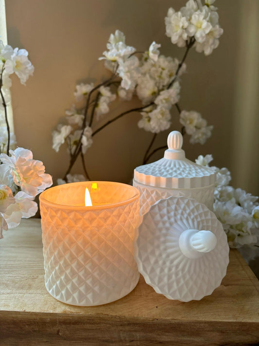 Matt White Geometric Candle